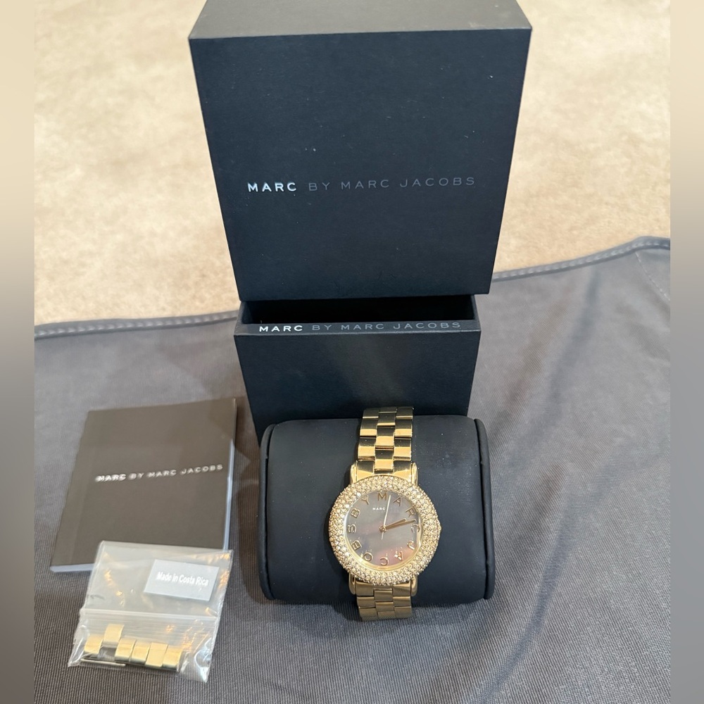 Marc By Marc Jacobs Marci Gold-Tone Watch with Crystal Bezel MBM3191